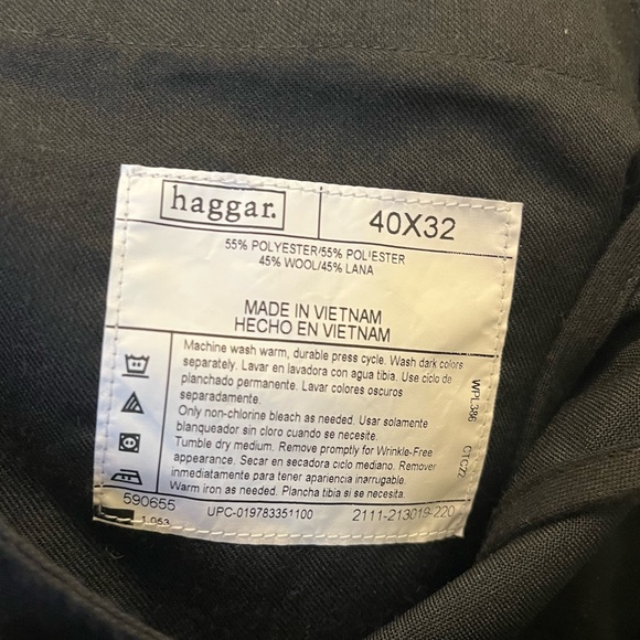 NWT Haggar Black Label Wool Blend Comfort Fit plain front Trousers Pant 40x32 - Picture 4 of 4